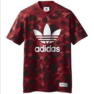 Bape x Adidas Red T-Shirt Camo